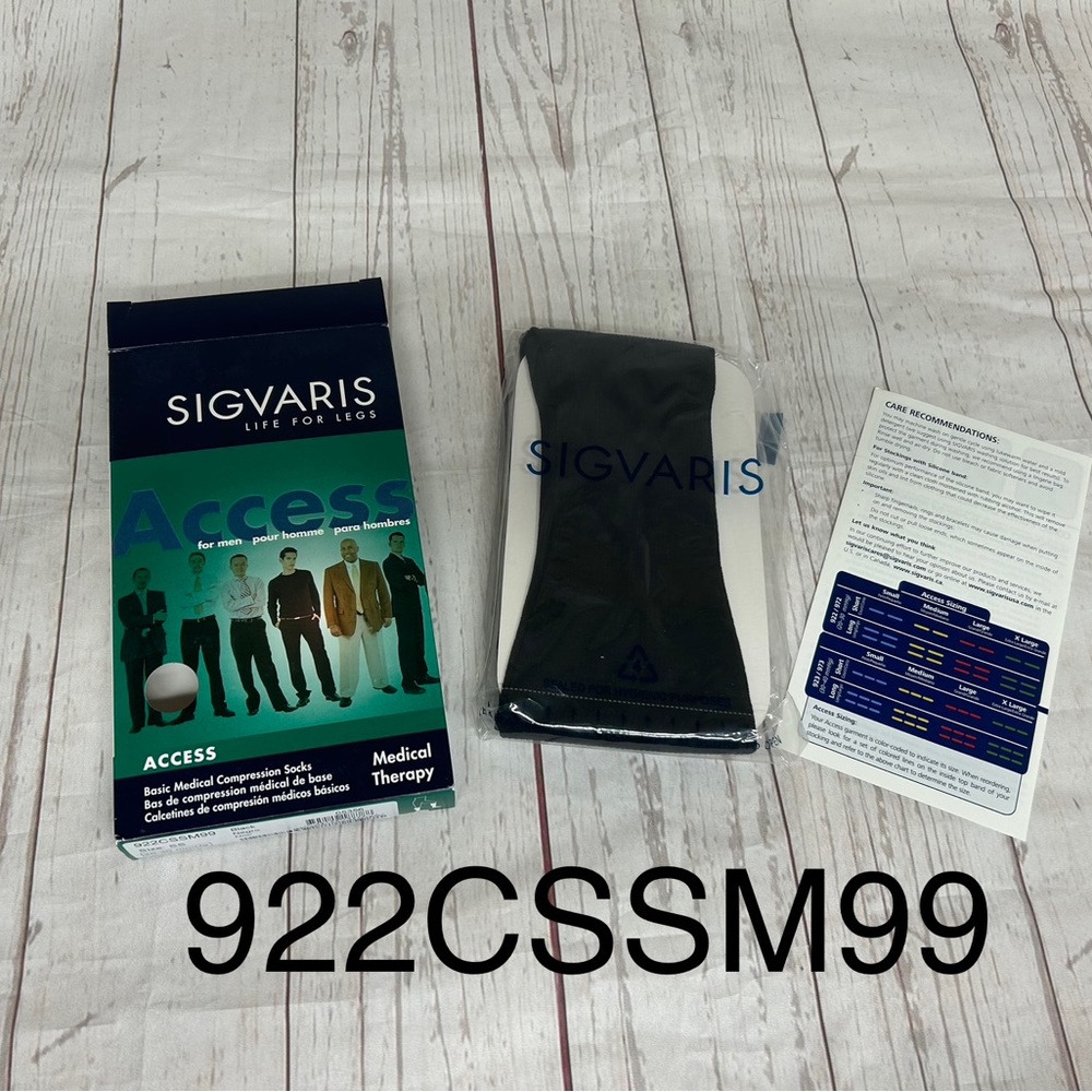 Sigvaris  Access  20-30 mmHg Mens Compression Socks BLACK SIZE SS 922CSSM99